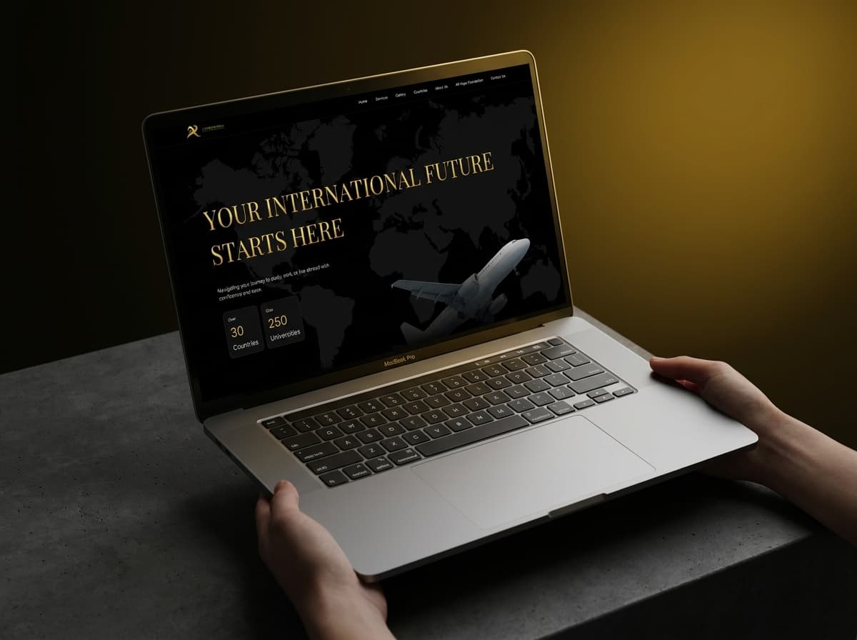 AR International in a Mac Book on hand