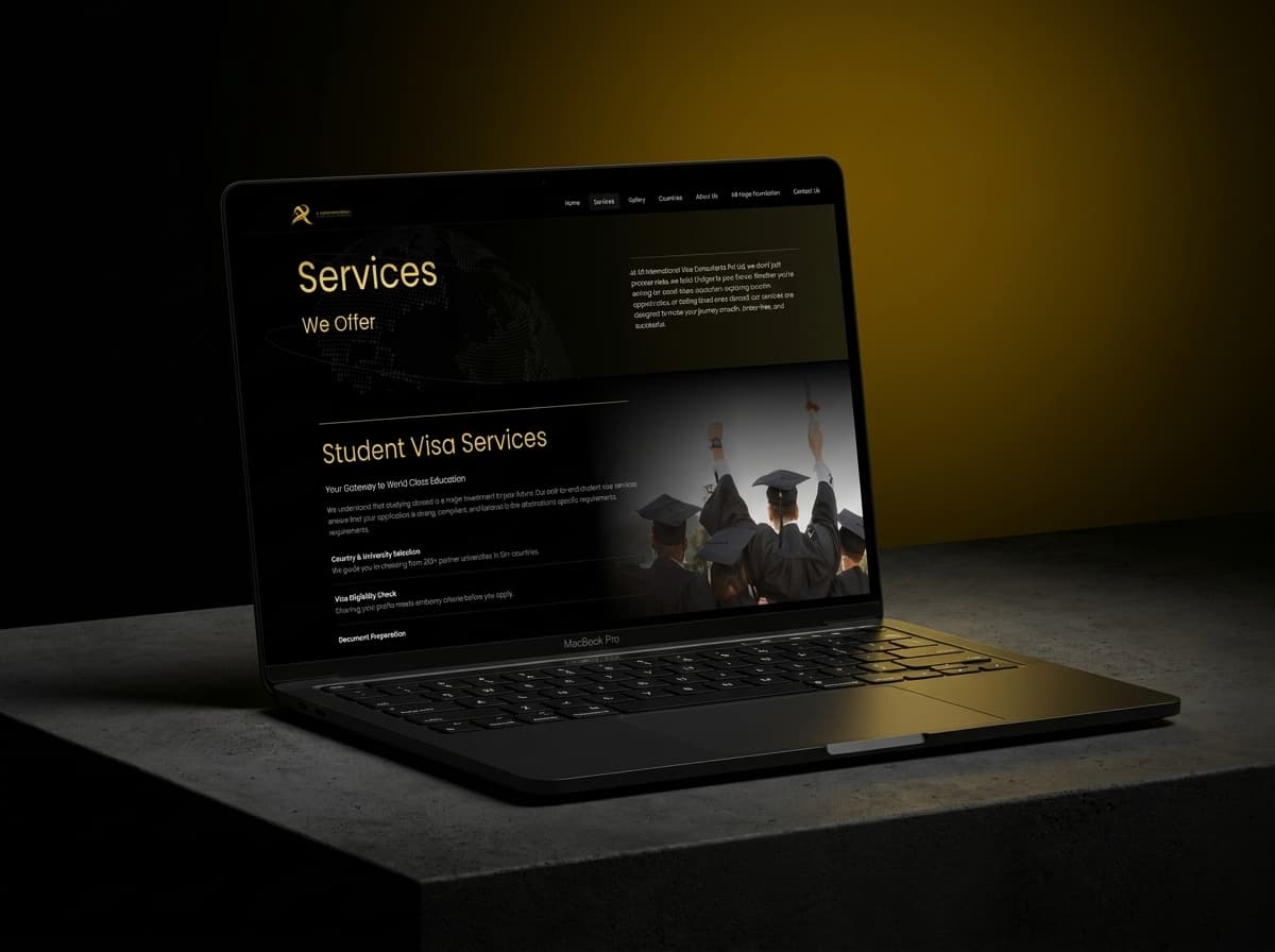 AR International Website Loaded in to a Macbook